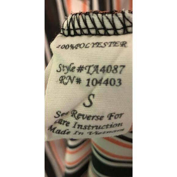 Mine Striped Sleeveless Flowy Blouse Lace Back Black White Pink Size Small - Picture 3 of 5